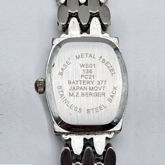 Vintage M.Z. Berger WS01 Women’s Quartz Watch Silver Marcasite Look Bracelet - Picture 8 of 10